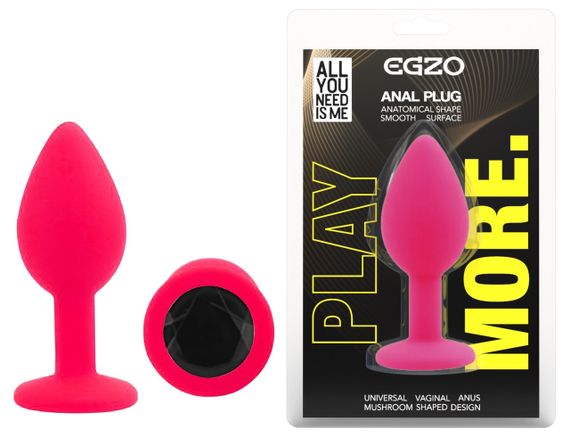Силіконова анальна пробка EGZO - Silicone Pink Round Plug Black, size S Sex Aura
