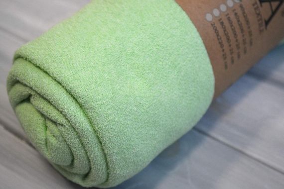 Простынь 160x200+25см махровая на резинке Салатовая | Зображення 1