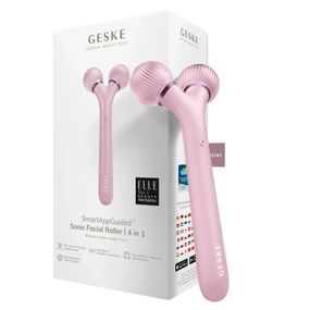 Электронный ультразвуковой ролик для лица GESKE Sonic Facial Roller 4в1 gray, Розовый