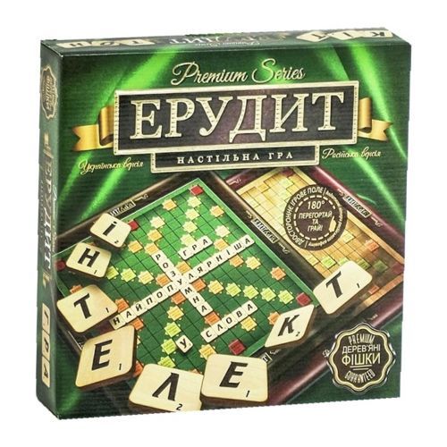 Уценка. Настольная игра "Эрудит" PREMIUM SERIES (укр) - нет фишек, повреждена упаковка