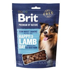 Ласощі Brit Premium (Бріт Преміум) Semi-moist Snacks для собак, напіввологі з ягням та обліпихою, 180 г