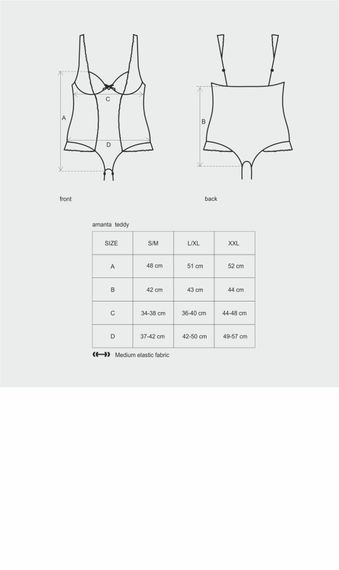 (SALE) Сітчасте боді на кісточках Obsessive Amanta teddy S/M, чорне, з доступом | Зображення 6