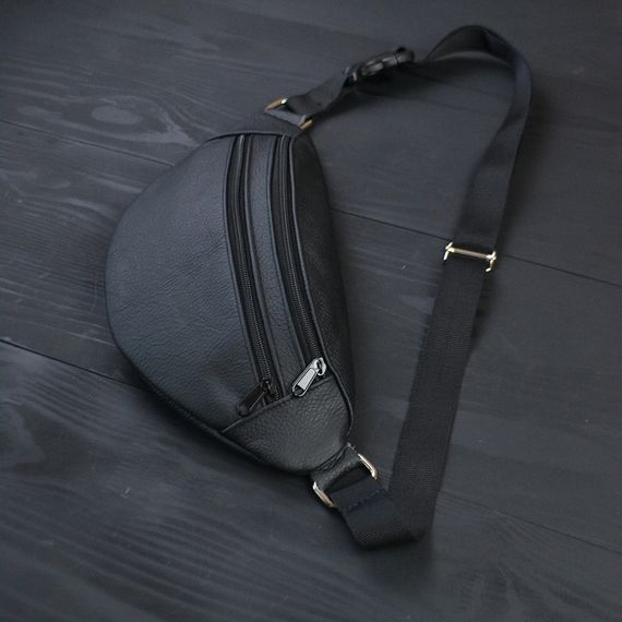 Чоловіча барсетка на пояс, Бананка чорна, Сумка бананка DV-970 на груди | Зображення 3