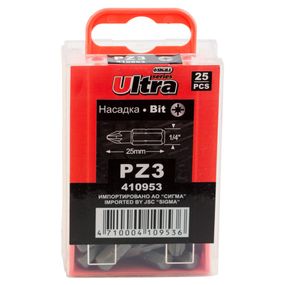Набір біт Ultra PZ3×25мм 1/4" 25шт S2 (пласт кейс) 4010602