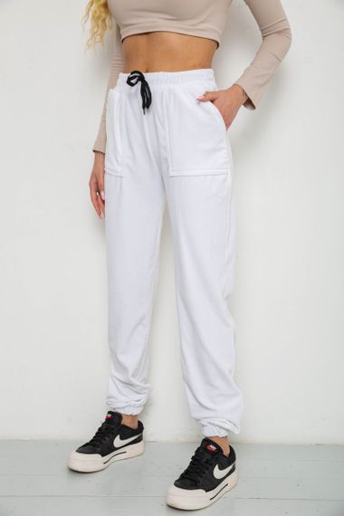 Штаны женские велюровые, цвет белый, 238R58168 | Зображення 2