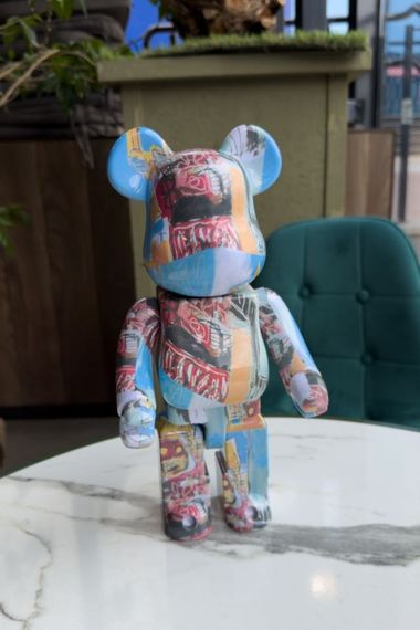 Bearbrick Jean-Michel Basquiat дизайнерська статуетка ведмідь Беарбрік 28 см  bs004 блакитний