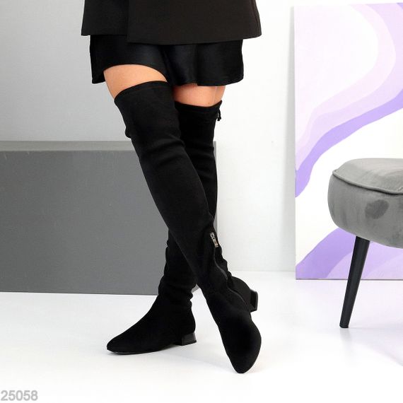 Високі чорні чоботи ботфорти низький каблук | Зображення 8