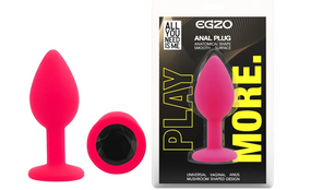 Силіконова анальная пробка EGZO - Silicone Pink Round Plug Black, size S Sex Aura
