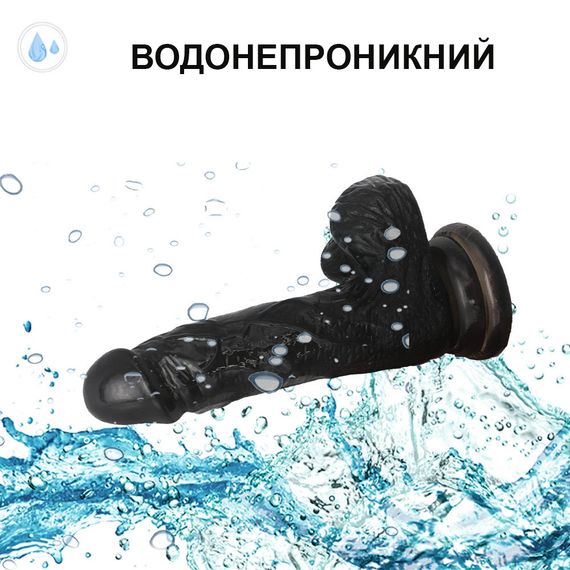 Фалоімітатор реалістичний, з мошонкою (15 см, чорний) | Зображення 7