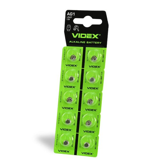 Часовая батарейка Videx AG 1/LR621 в блистере, 10 шт.