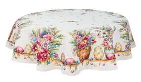 Скатертина гобеленова DAMIRA LUREX Limaso, Ø140, Кругла, Великодній, Золотий люрекс, 60% поліестер, 24% бавовна, 16% акрил, Гобелен