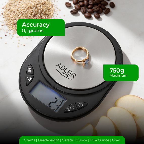 Ваги ювелірні електронні Adler AD 3162 до 750 г точність 0,1 г | Зображення 7