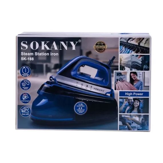 Праска з паровою станцією та антипригарним покриттям SOKANY SK-188 праска керамічна з самоочищенням 2400 Вт | Зображення 1