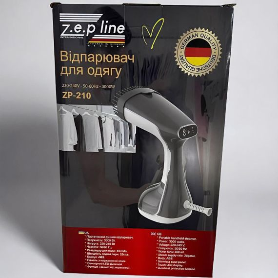Вертикальний відпарювач Zepline ZP-210 — 3000 Вт, Сіре сенсорне керування, Німеччина | Зображення 4