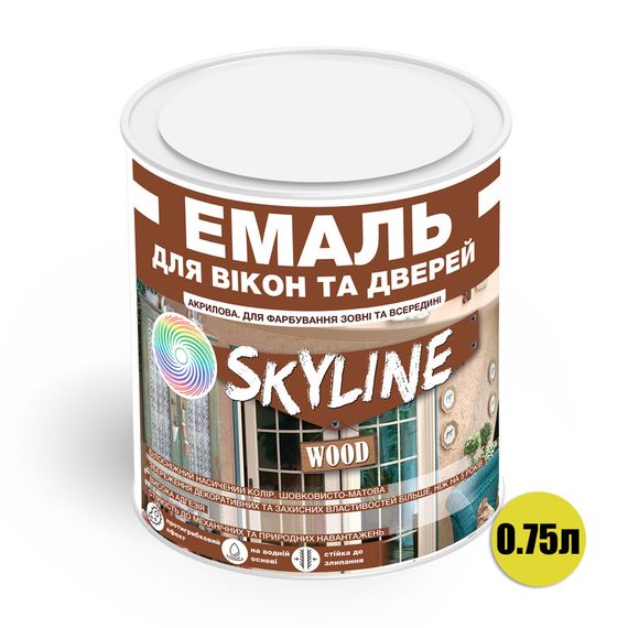 Емаль акрилова Для Вікон та Дверей SkyLine Wood Біла 0.75 л | Зображення 1