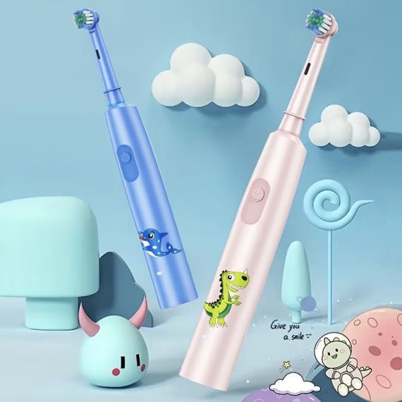 Дитяча електрична зубна щітка з 4 насадками, 3 режимами, Type-C зарядкою (водонепроникна). Рожева | Зображення 8