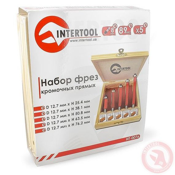 Набор фрез кромочных прямых, 5 шт. INTERTOOL HT-0076 | Зображення 1
