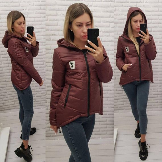 Жіноча демісезонна куртка з емблемою, арт.210/7, бордо | Зображення 9