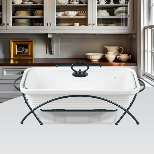 Марміт прямокутний 2,4л 36,5см кераміка скляна кришка + метал.підставка MR-11562-73 Maestro | Зображення 2