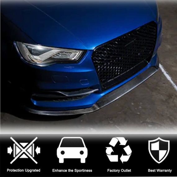 Передняя губа бампера Lip V1 для S-Line SD 2012-2016, Карбон для Ауди A3 | Зображення 2