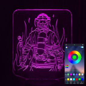 Акриловый светильник-ночник управление с телефона Пожарный tty-n001394