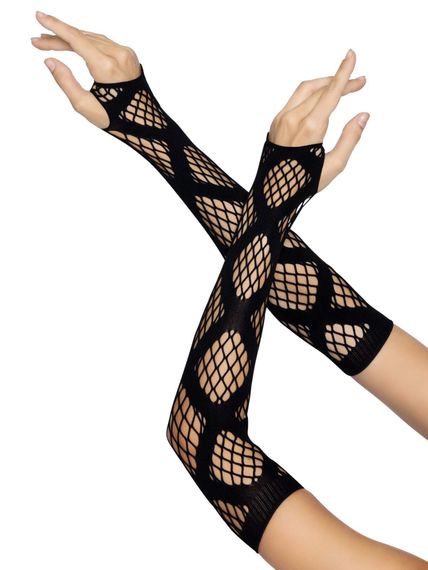 Довгі мітенки Leg Avenue Faux wrap net arm warmers One size Black, велика сітка | Зображення 2