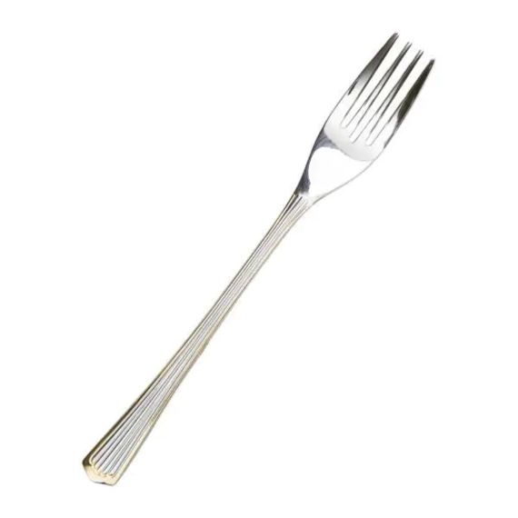 Набор десертных вилок 6 штук вилки для десерта из нержавеющей стали 15.2 см Серебро с золотой обводкой HP-20-34 | Зображення 1