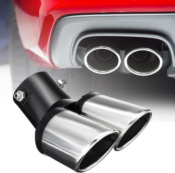 Вихлопна труба Houkiper, універсальний глушник, подвійна вихлопна труба, неіржавка сталь/ хромований