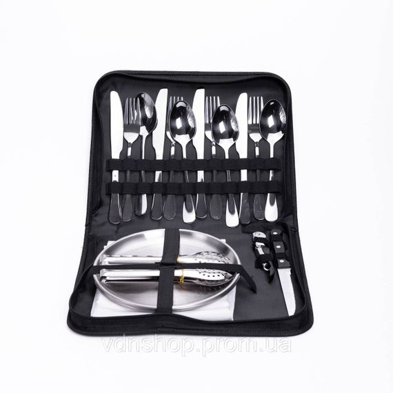 Набор посуды для пикника на 4 персоны 24 предмета Серебристый HP-21-1 | Зображення 1