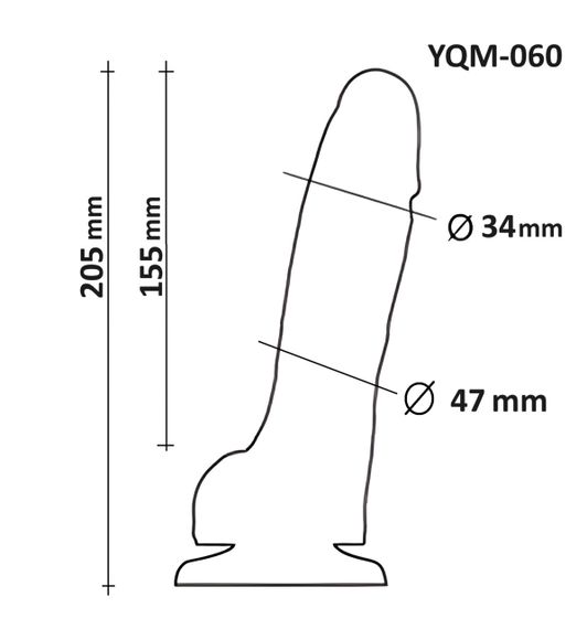 Фаллоимитатор с мошонкой на присоске OYO YQM-060 (длина 20.5 см, диаметр 4.7 см) Sex Aura | Зображення 5