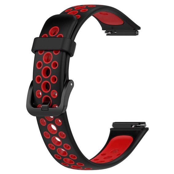 Силіконовий ремінець Primolux Perfor Classic для фітнес браслета Huawei Band 7- Black&Red | Зображення 2