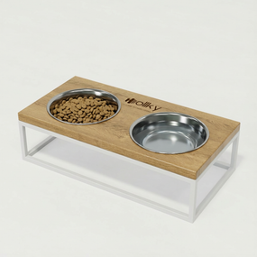 Миски на подставке для средних собак и больших котов Hollky Base M (2 × 0,95 л) BM-422110-WHNT