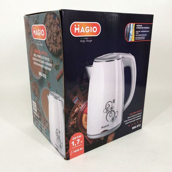 Електрочайник MAGIO MG-512, 1.7 л 1650 Вт, стильний електрочайник, чайник електро, чайник дисковий | Зображення 4