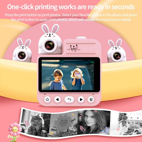 Принтер для друку для дітей JD30 PINK, Камера дитини з аксесуарами Дитяча цифрова миттєва камера ES-48 | Зображення 5