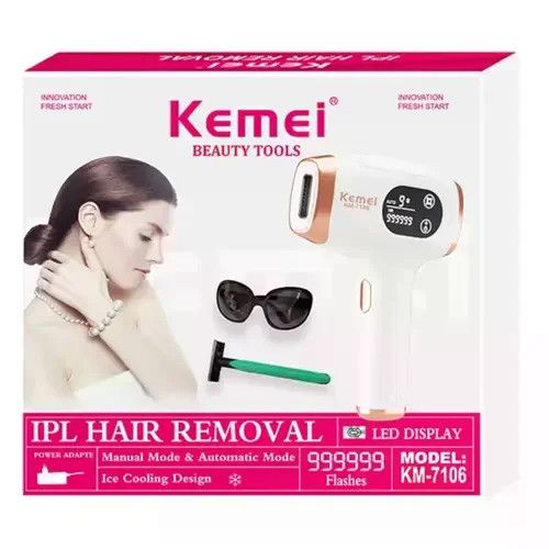 Фотоэпилятор Kemei KM-7106 белый • Домашний IPL-эпилятор для удаления волос на лице, ногах, руках, теле, подмышках и зоне бикини | Зображення 3
