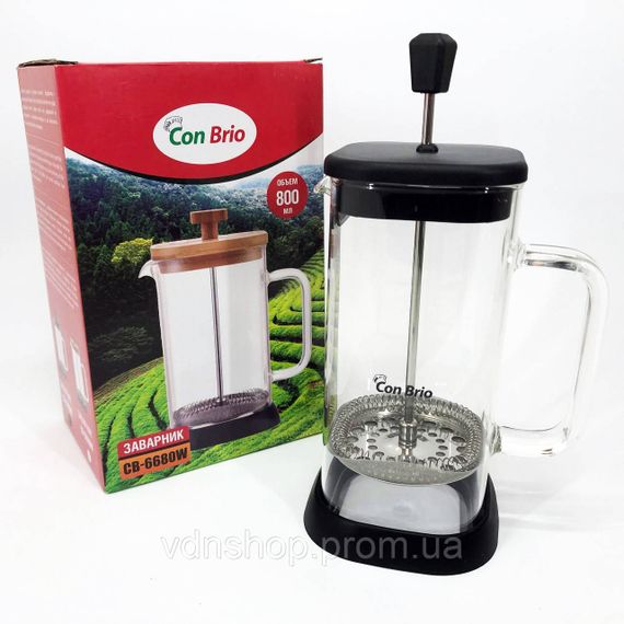 Чайники для заварки, Френч-прес для ароматного чаю, Френч-преси зі скла, Заварник скляний з пресом WV-26 | Зображення 2