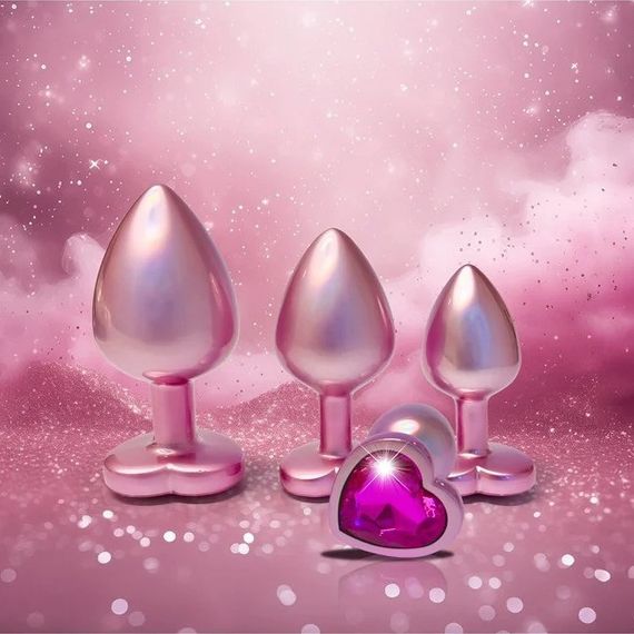 Набор из трёх анальных пробок Dream Toys Gleaming Love, размеры S, M, L, перламутрово-розовый Sex Aura | Зображення 3