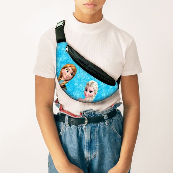 Сумка-бананка  Єльза та Анна "Крижане серце" з принтом, 32х15см, дитяча, молодіжна (00118)