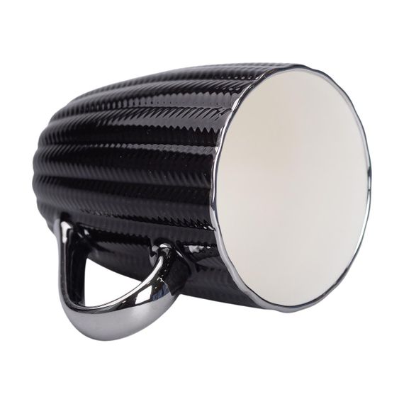 Чашка фарфоровая 400 (мл) с серебристым ободком и ручкой для чая Черная RX-N231315B | Зображення 1