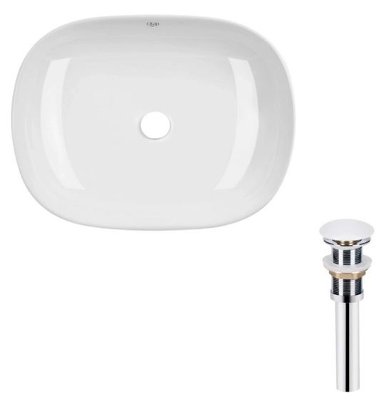 Комплект Qtap Aquarius: Раковина накладна прямокутна 470x380x120 мм White + Донний клапан PU02 (QT21112185WN47295)