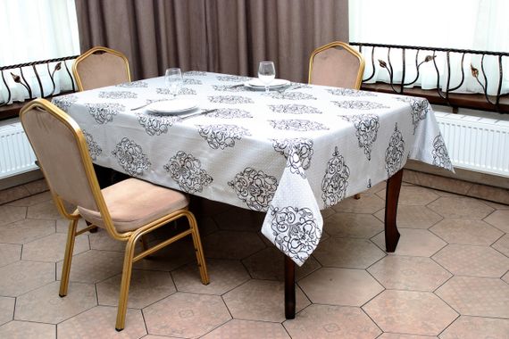 Скатертина двостороння "Corona" 160×285 см, сіра Сталевий