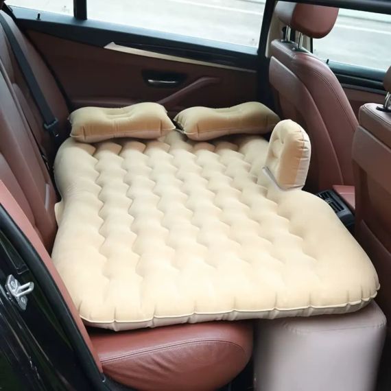Автомобільний надувний матрац 132x80x15 см Car Travel Bed бежевого кольору для заднього сидіння | Зображення 2