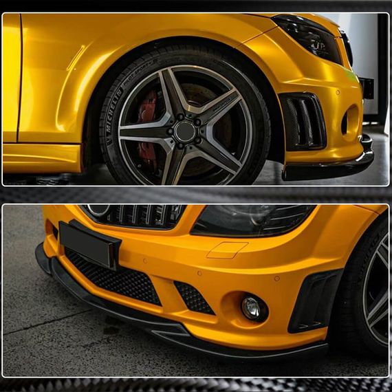 Накладки на передній бампер (для C63 AMG Sedan 2008-2011, Карбон) для Mercedes C-class W204 рр | Зображення 3