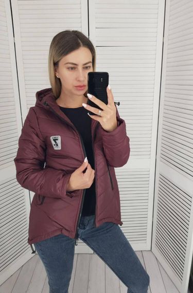 Жіноча демісезонна куртка з емблемою, арт.210/7, бордо | Зображення 4