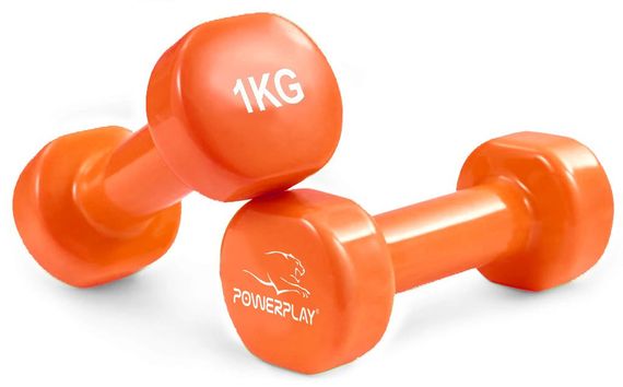 Гантелі вінілові PowerPlay  2 * 1 кг. PP_4103 Помаранчеві (2шт. - пара) | Зображення 1