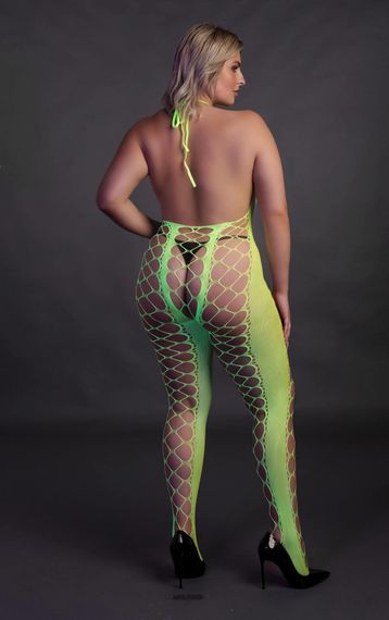 Бодістокінг - Ouch! Bodystocking With Halterneck Green, XL/4XL | Зображення 6