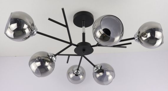 Люстра стельова на 6 лампочок 25021 Чорний 34х70х70 см.