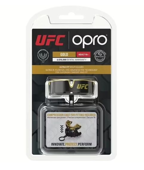 Капа OPRO Gold UFC доросла (вік 11+)  Black/Gold (art.102516001) | Зображення 2