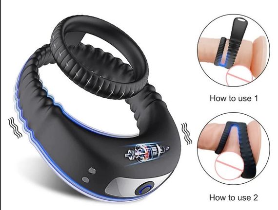 Подвійне ерекційне кільце з вібрацією 10 режимів Sex Aura | Зображення 1