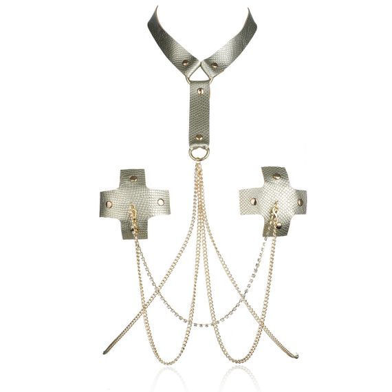 Сексапільні пестиси-хрести з чокером та ланцюжками Golden sexstyle | Зображення 3